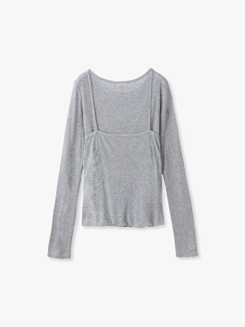 レイヤード ロングスリーブ トップ（グレー/ブラック） 詳細画像 gray 1