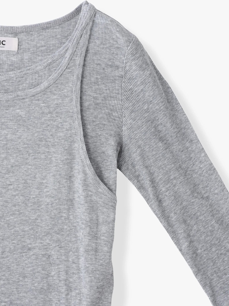 レイヤード ロングスリーブ トップ（グレー/ブラック） 詳細画像 gray 2