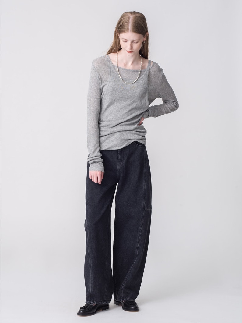 レイヤード ロングスリーブ トップ（グレー/ブラック） 詳細画像 gray 3