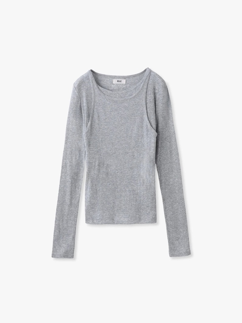 レイヤード ロングスリーブ トップ（グレー/ブラック） 詳細画像 gray 6