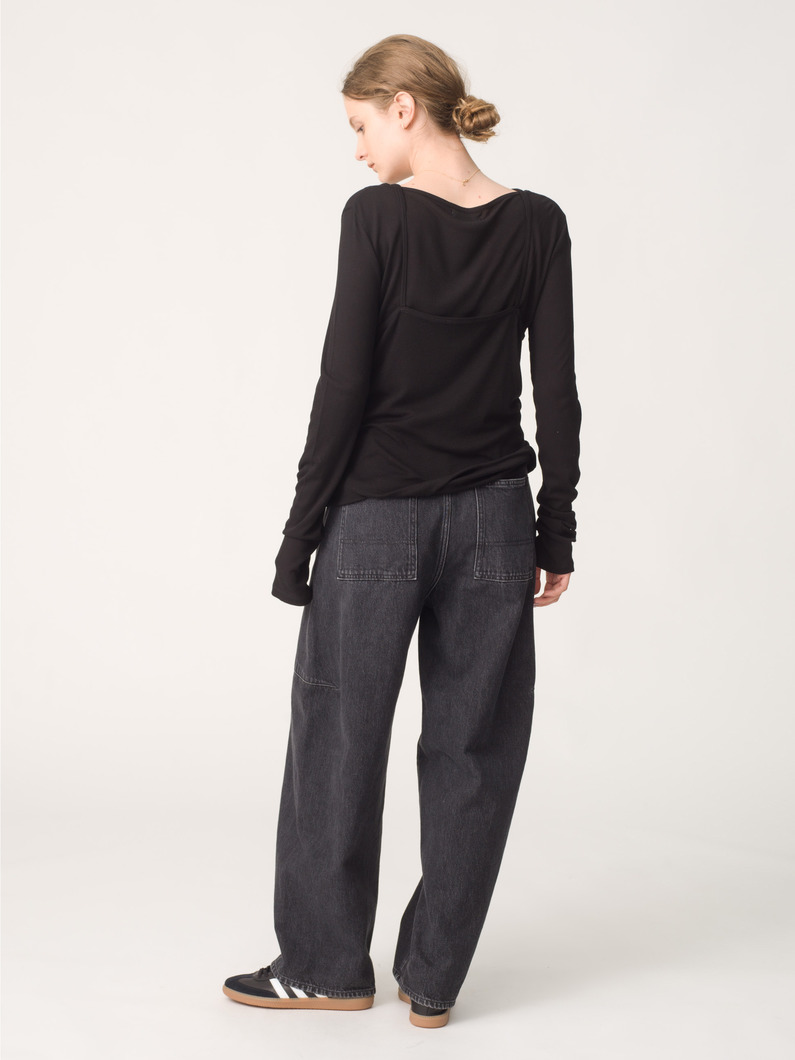 レイヤード ロングスリーブ トップ（グレー/ブラック） 詳細画像 black 2