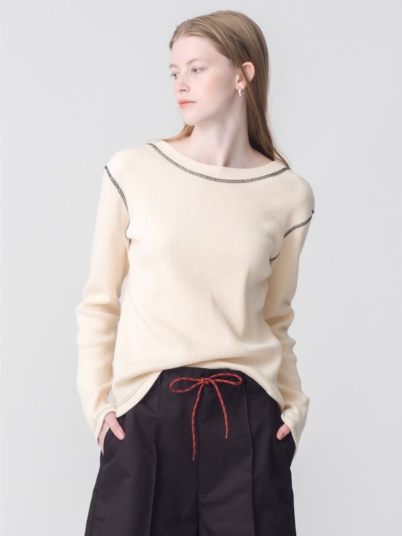 バックオープン プルオーバー（ブラック/アイボリー） 詳細画像 ivory 2