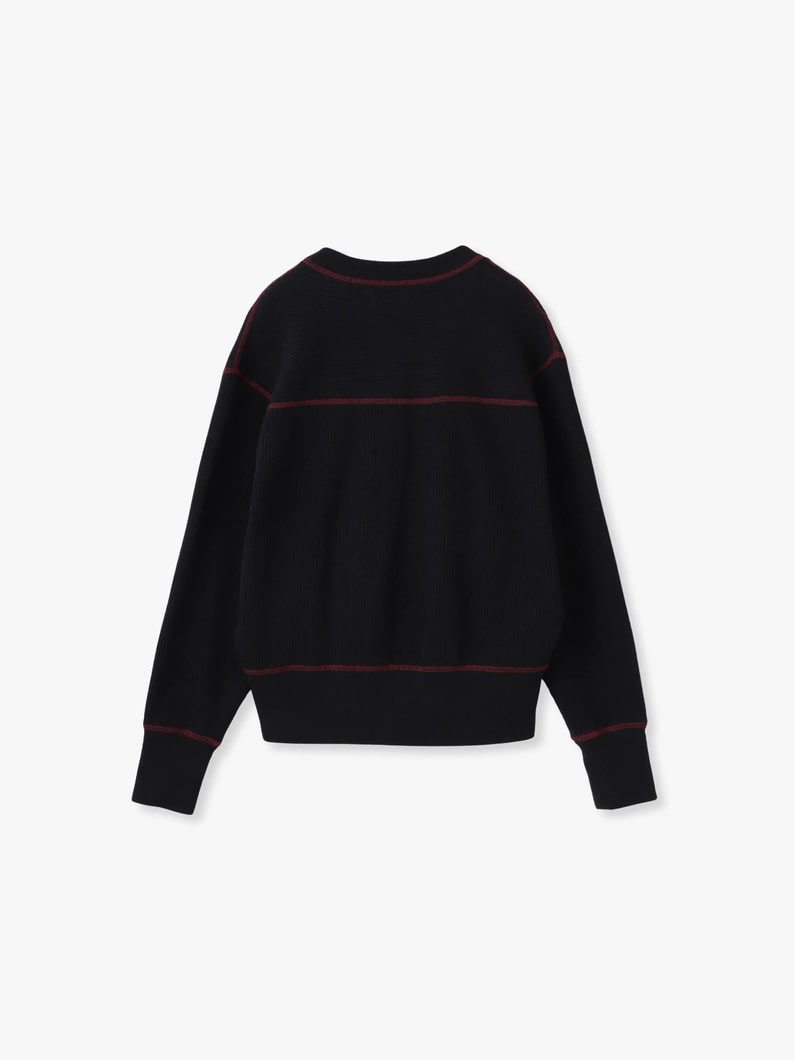 リブカット カーディガン（ブラック/アイボリー） 詳細画像 ivory 1