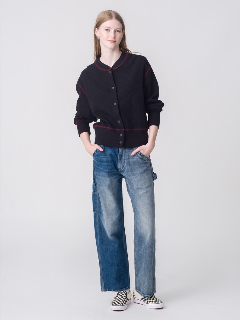 リブカット カーディガン（ブラック/アイボリー） 詳細画像 black 2