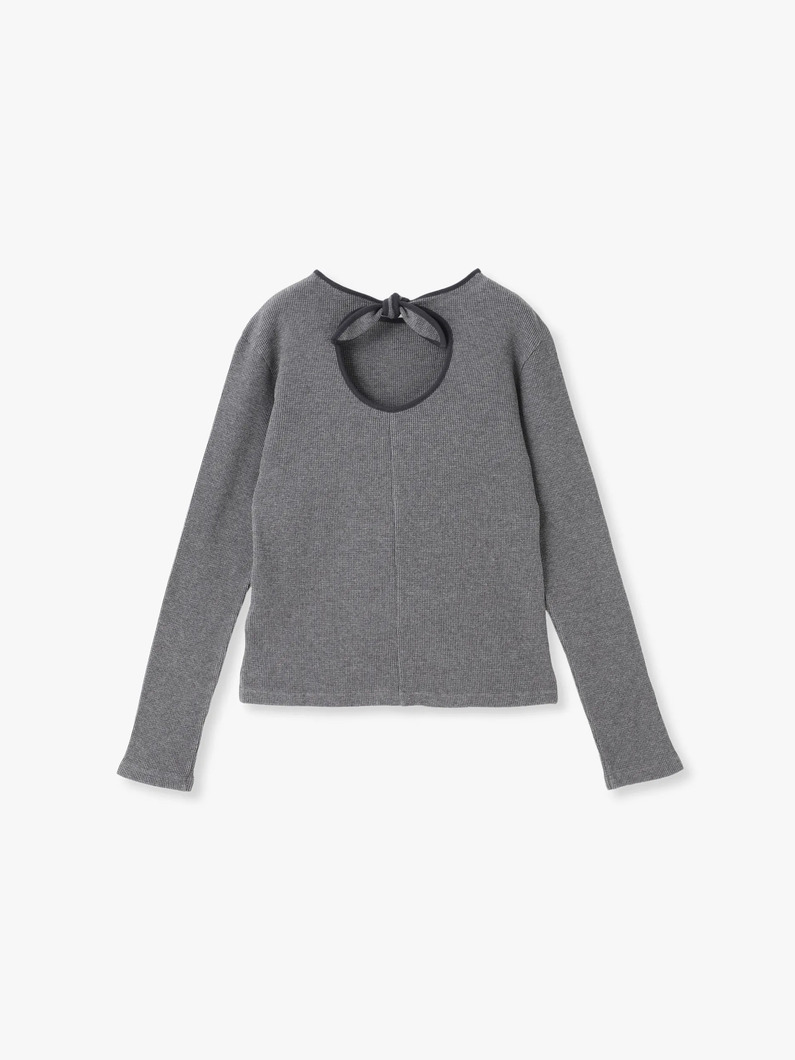 ワッフル バックリボン プルオーバー（チャコールグレー/ホワイト） 詳細画像 charcoal gray 1