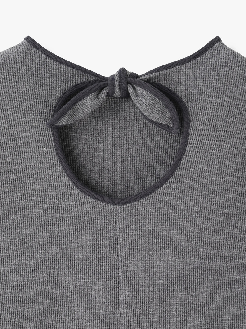 ワッフル バックリボン プルオーバー（チャコールグレー/ホワイト） 詳細画像 charcoal gray 3