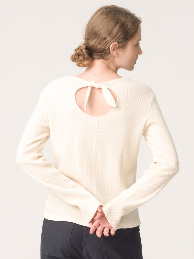 ワッフル バックリボン プルオーバー（チャコールグレー/ホワイト） 詳細画像 white