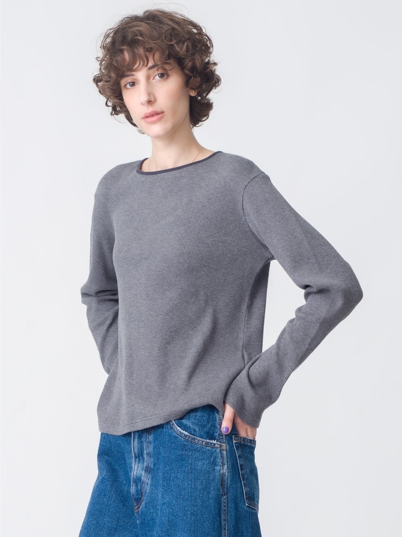 ワッフル バックリボン プルオーバー（チャコールグレー/ホワイト） 詳細画像 charcoal gray 2