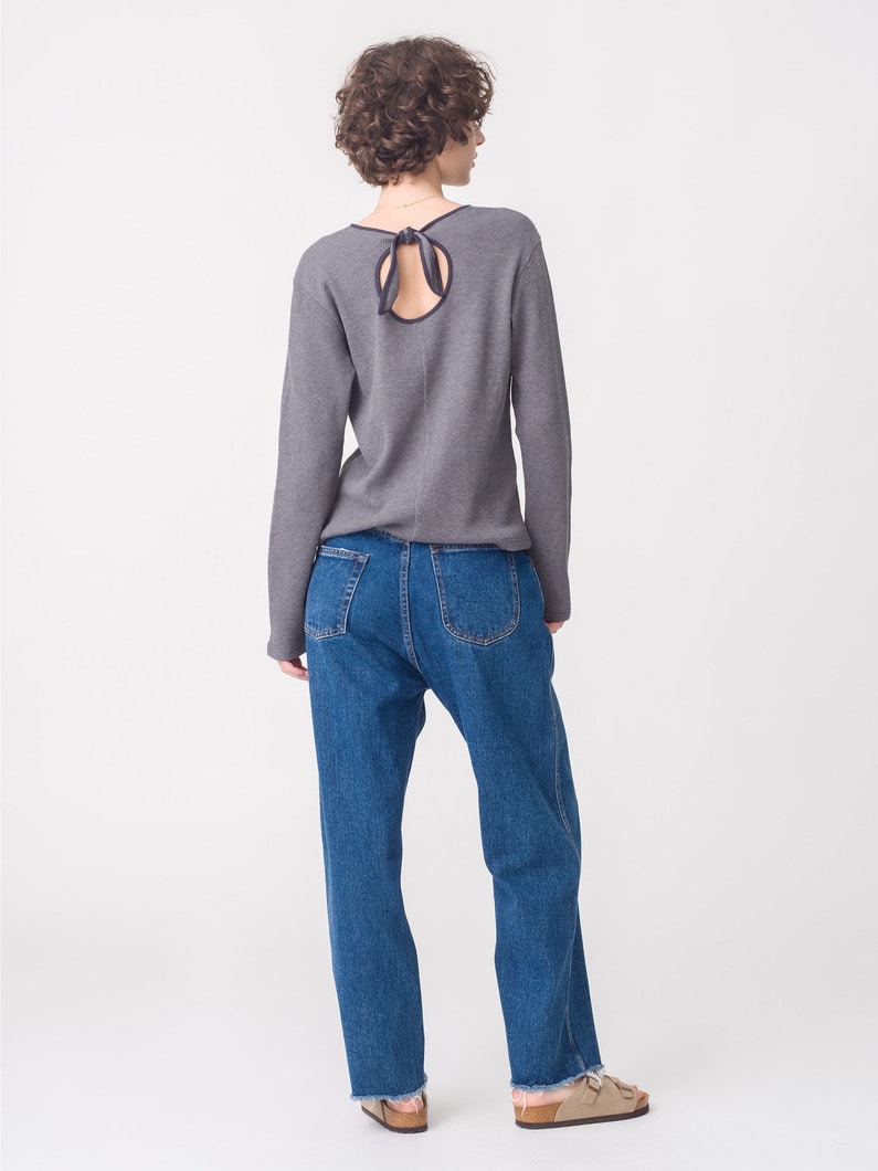 ワッフル バックリボン プルオーバー（チャコールグレー/ホワイト） 詳細画像 charcoal gray 4