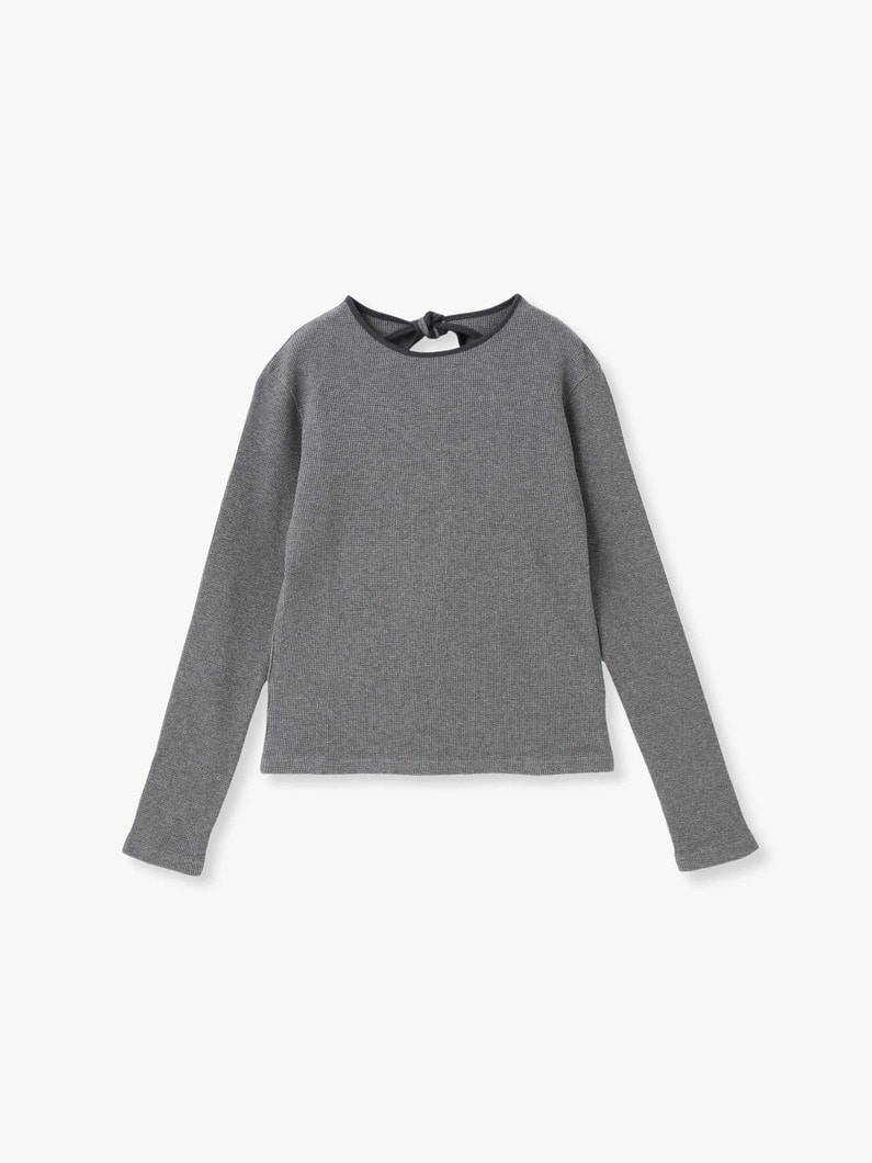 ワッフル バックリボン プルオーバー（チャコールグレー/ホワイト） 詳細画像 charcoal gray 5