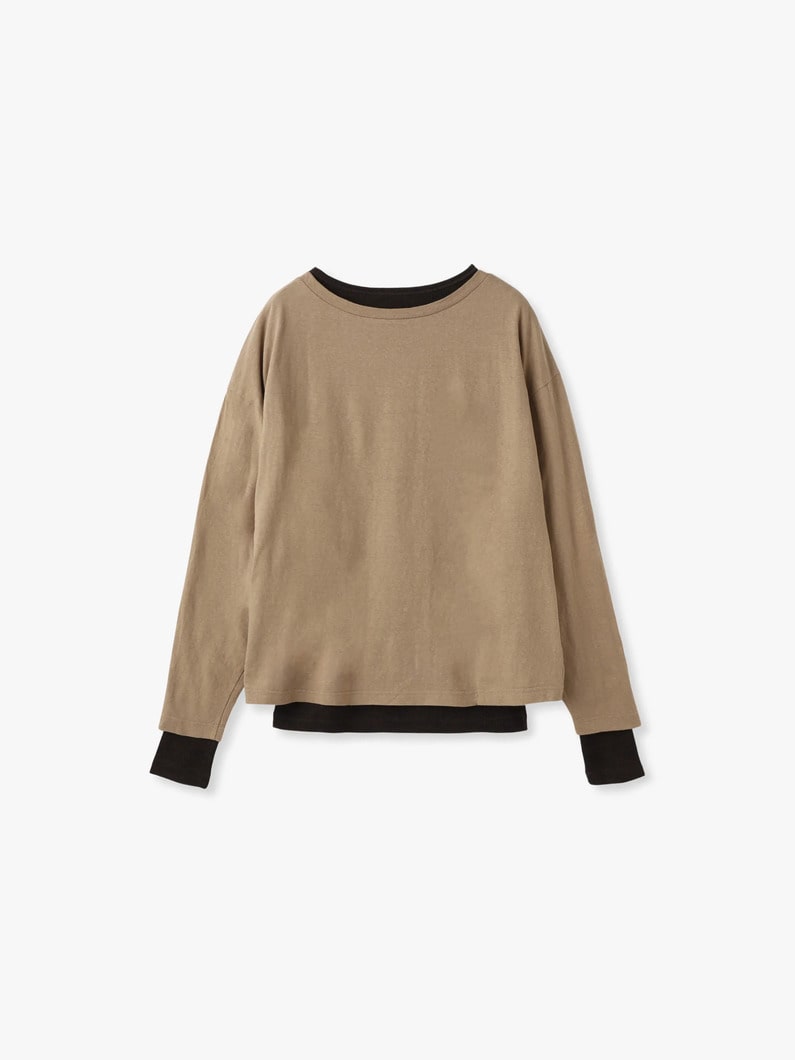 プレーティング リブ レイヤード ティー 詳細画像 beige 1