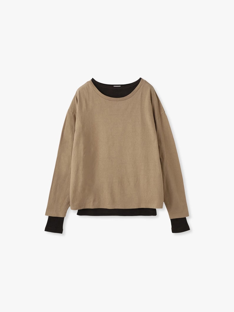 プレーティング リブ レイヤード ティー 詳細画像 beige 1