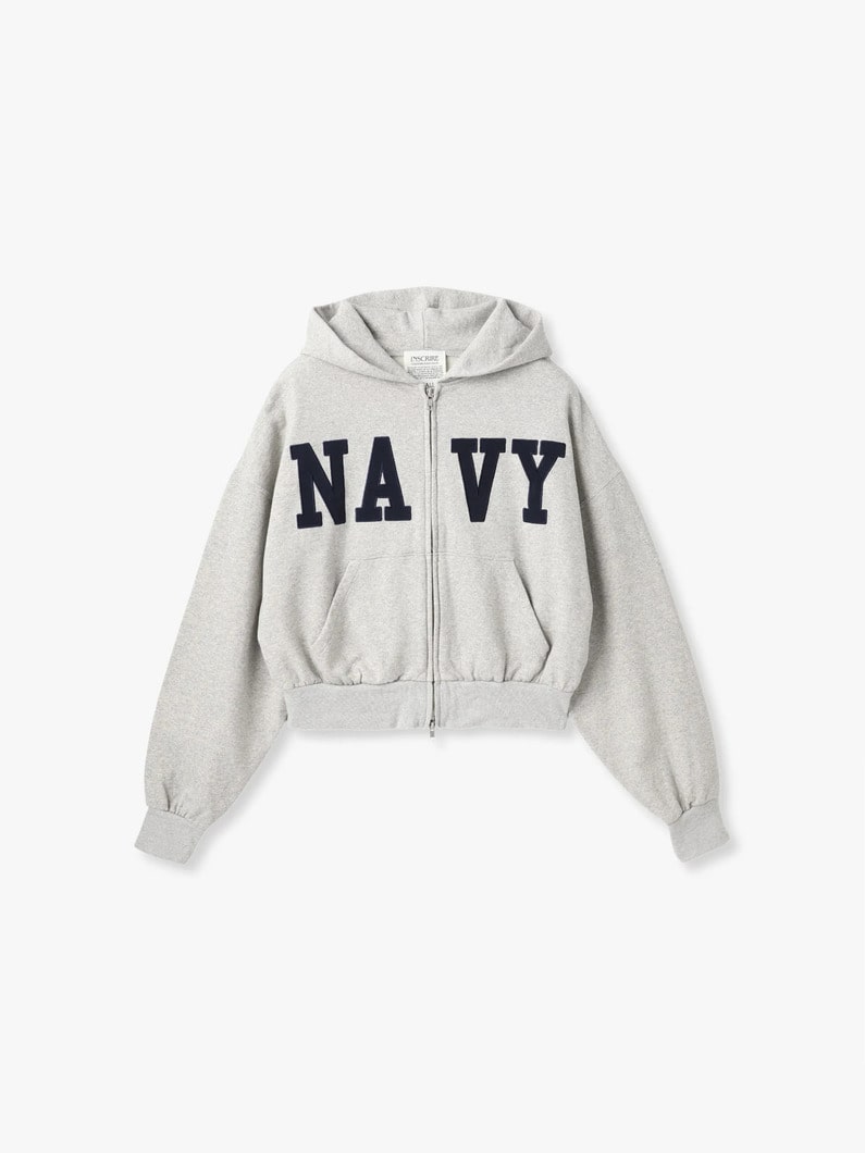 ネイビー ジップ フーディー 詳細画像 gray