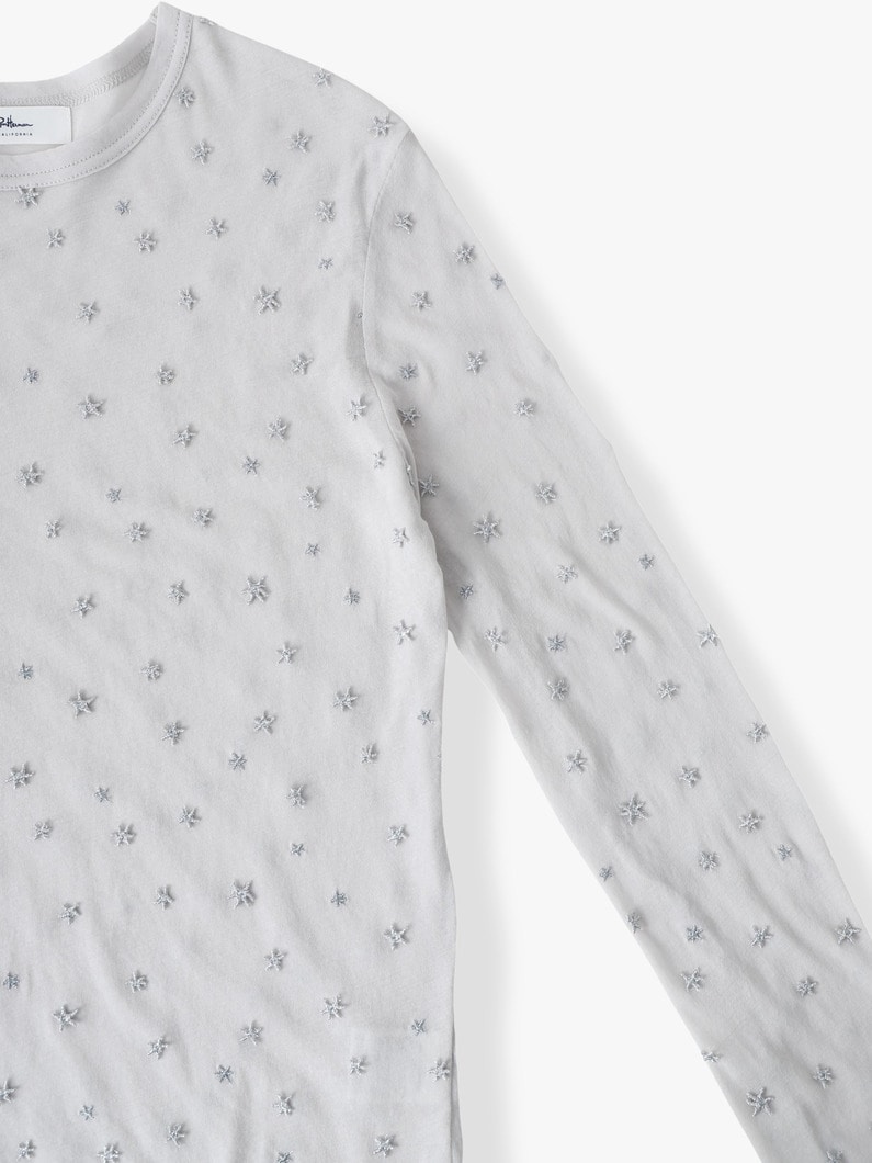 スター エンブロイダリー ガーゼ ロングスリーブティー 詳細画像 light gray 2