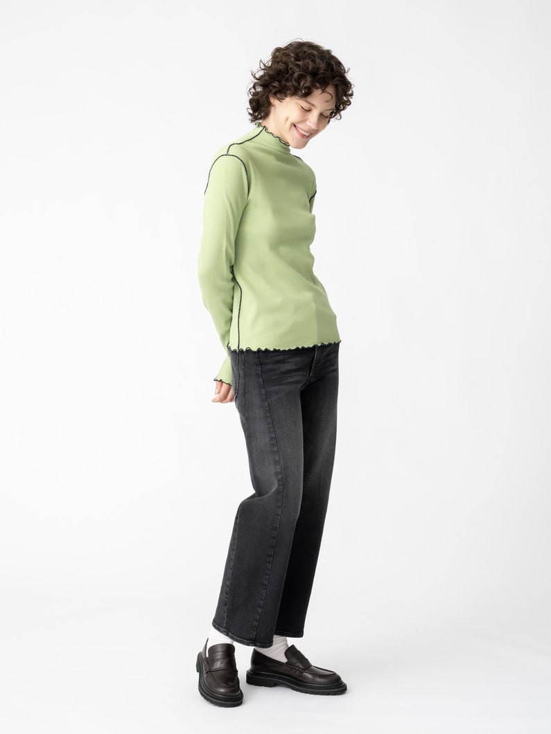 カラーステッチ メロウ リブトップス 詳細画像 green 2