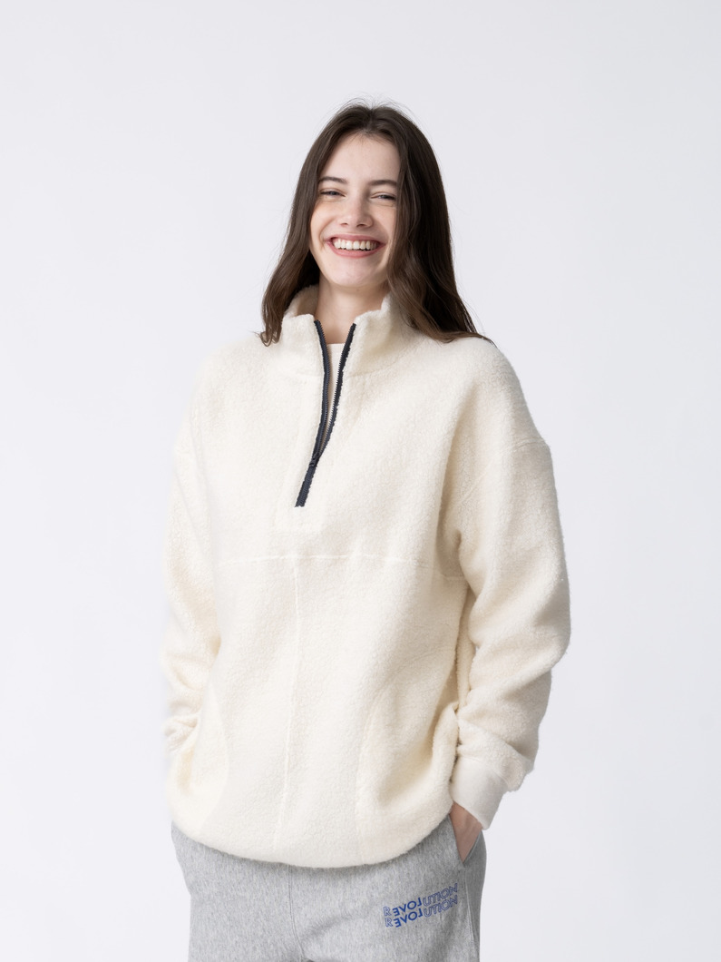 ウールボア ハーフジップ プルオーバー 詳細画像 white