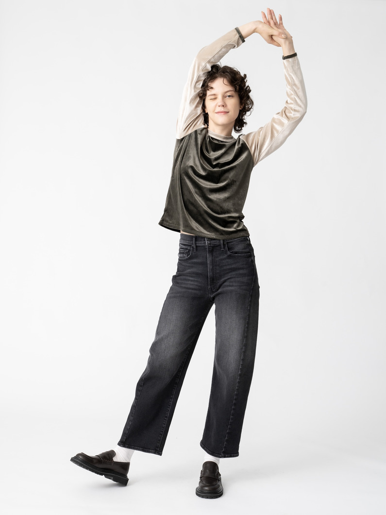 バイカラー ベロア ロングスリーブティー 詳細画像 khaki 2