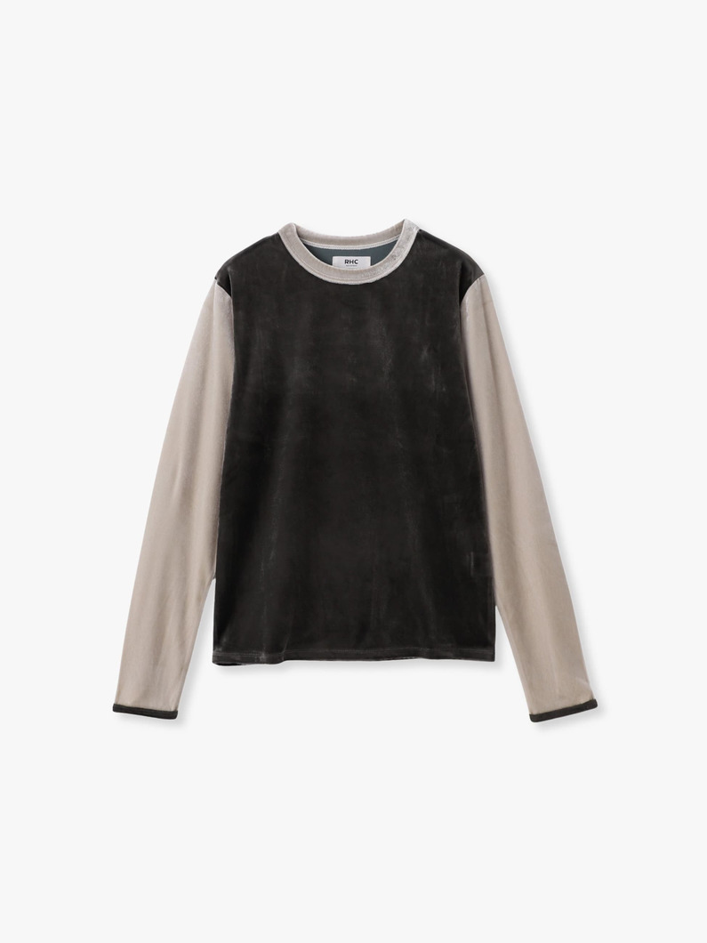 バイカラー ベロア ロングスリーブティー 詳細画像 khaki 3