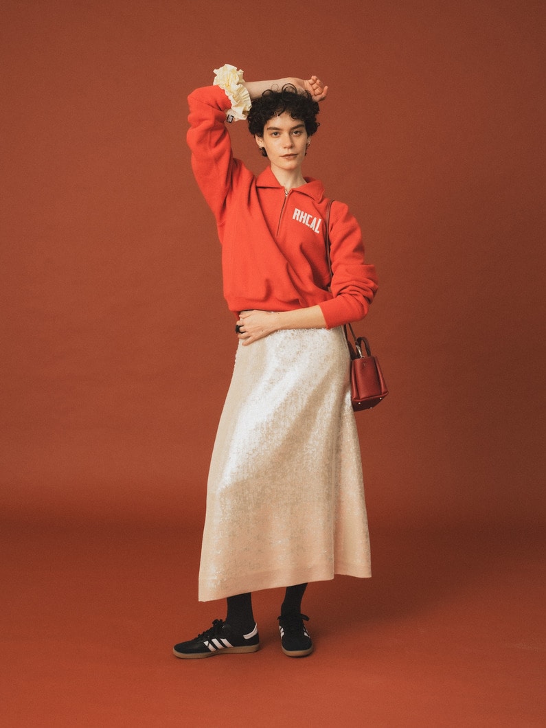 テリー フリース ハーフジップ プルオーバー（グレー/ライトグレー/ネイビー/レッド） 詳細画像 red 3