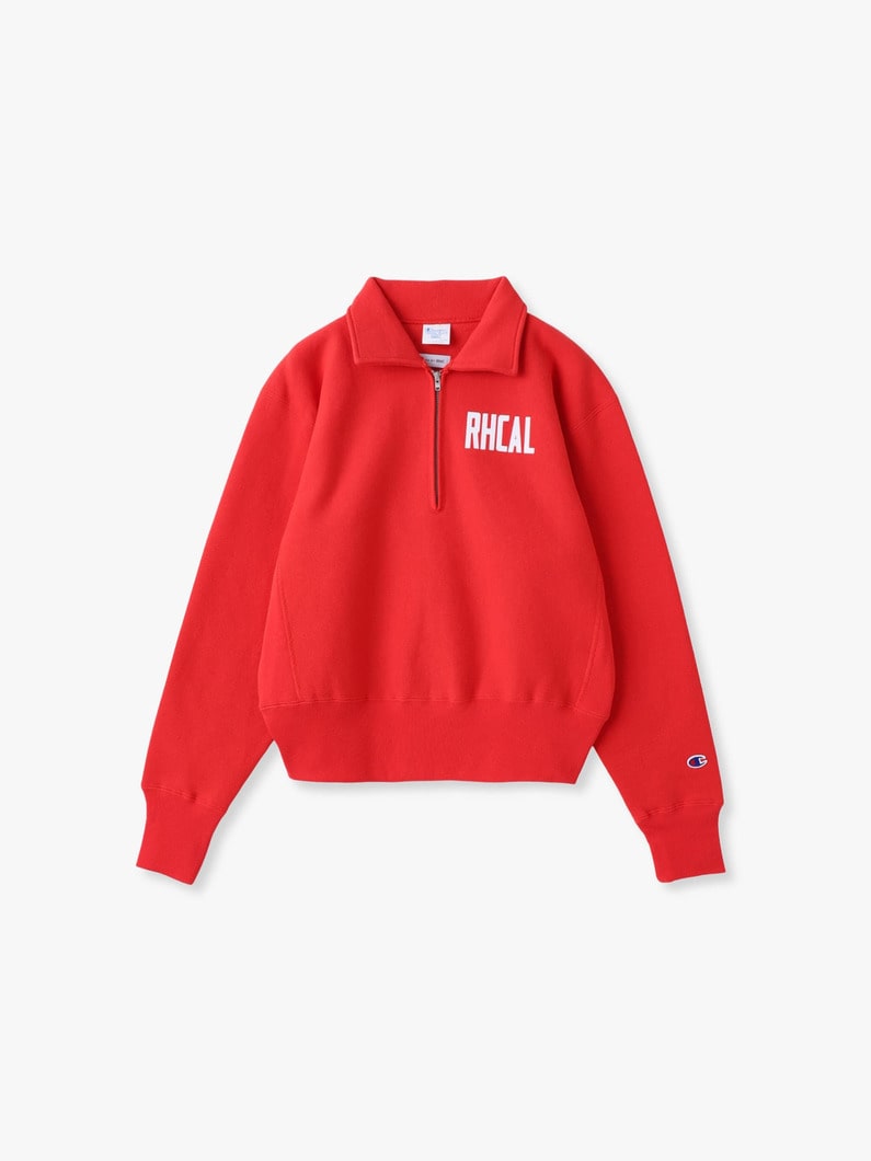 テリー フリース ハーフジップ プルオーバー（グレー/ライトグレー/ネイビー/レッド） 詳細画像 red 4