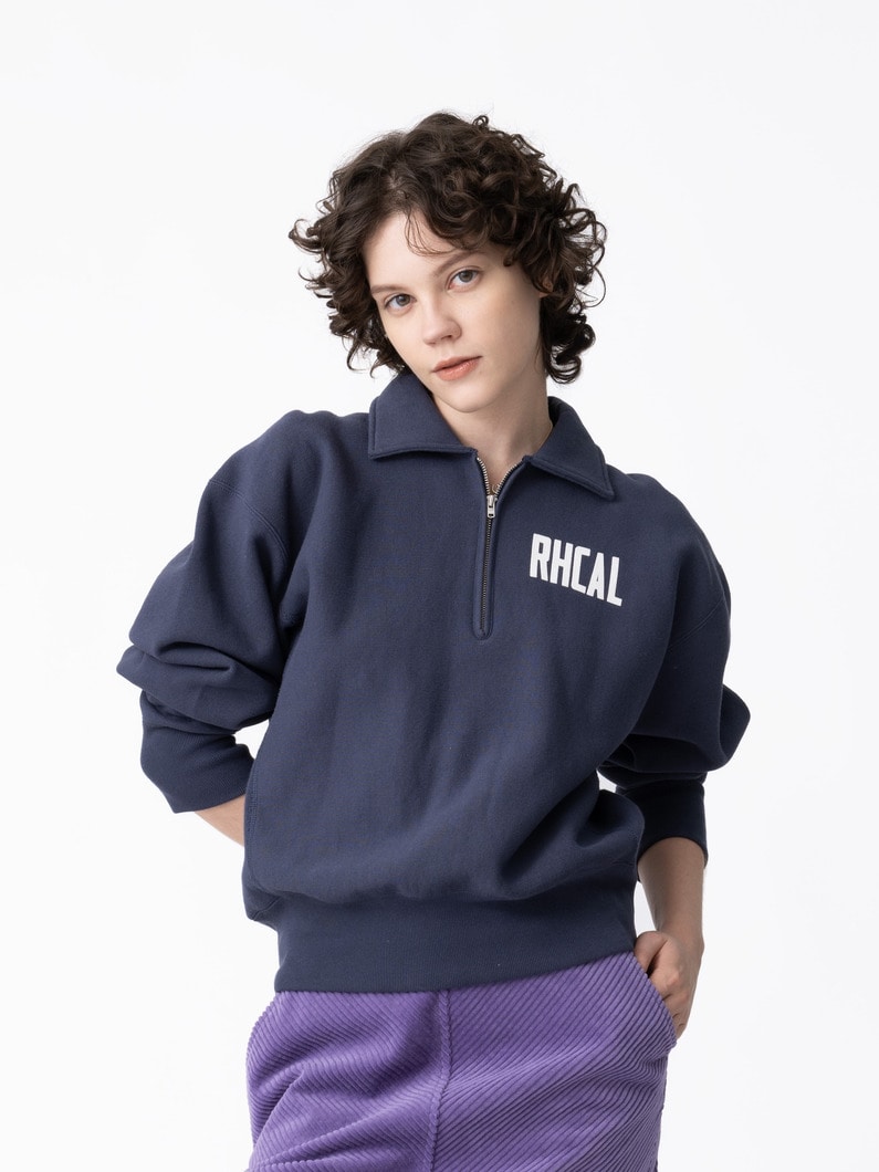 テリー フリース ハーフジップ プルオーバー（グレー/ライトグレー/ネイビー/レッド） 詳細画像 navy