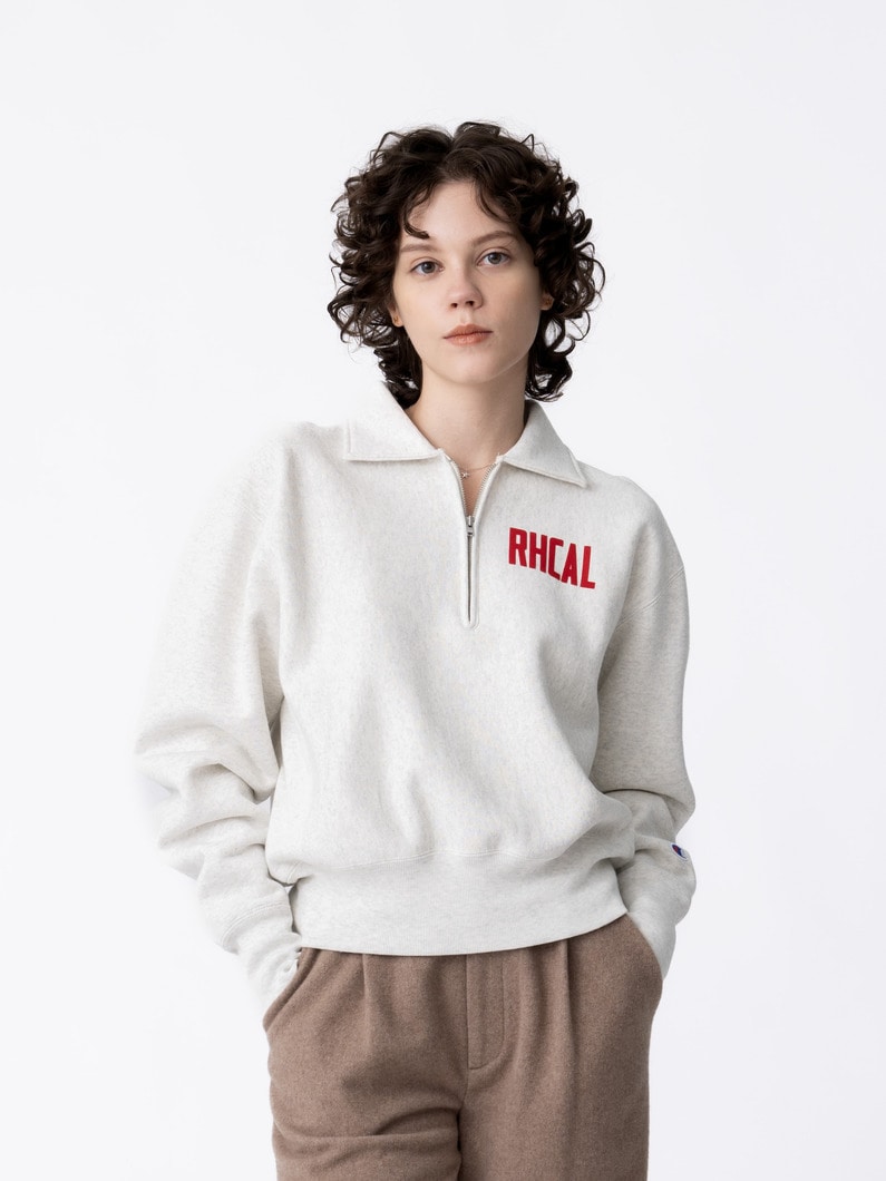 テリー フリース ハーフジップ プルオーバー（グレー/ライトグレー/ネイビー/レッド） 詳細画像 light gray