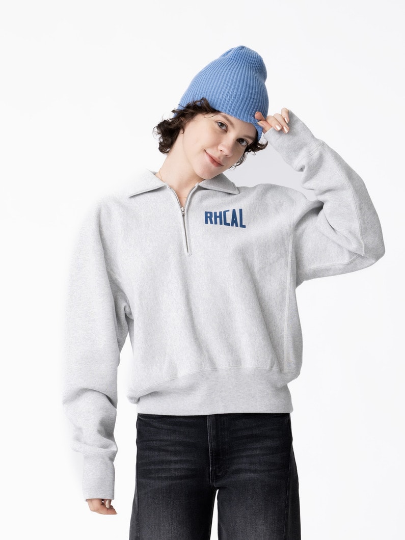 テリー フリース ハーフジップ プルオーバー（グレー/ライトグレー/ネイビー/レッド） 詳細画像 gray