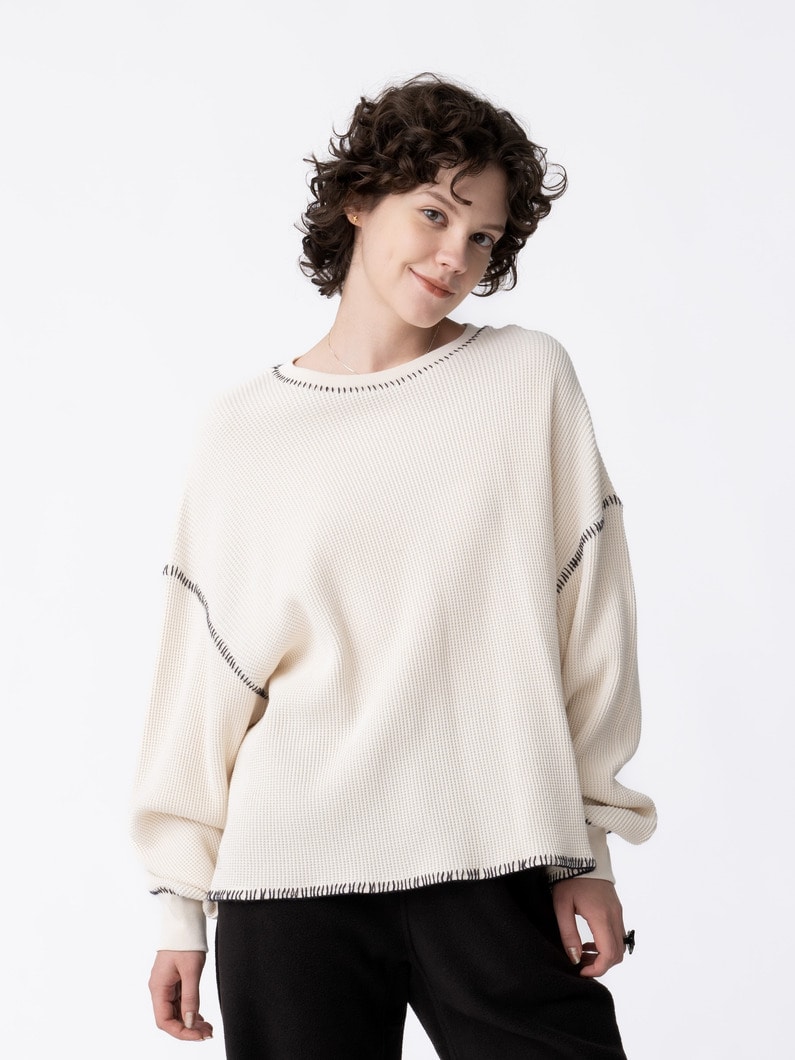 ブランケットステッチ ワッフル プルオーバー 詳細画像 ivory 1