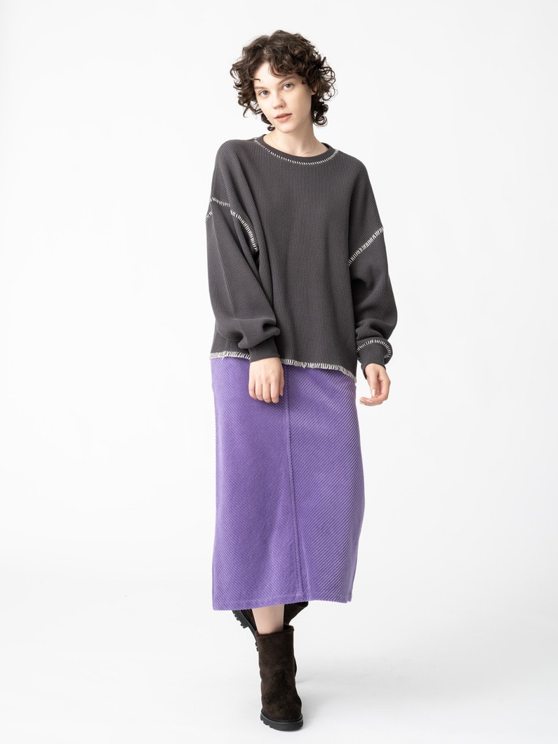 ブランケットステッチ ワッフル プルオーバー 詳細画像 charcoal gray 2