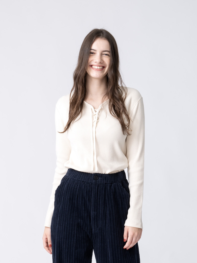 レースアップ プルオーバー（ブラック/アイボリー） 詳細画像 ivory 1