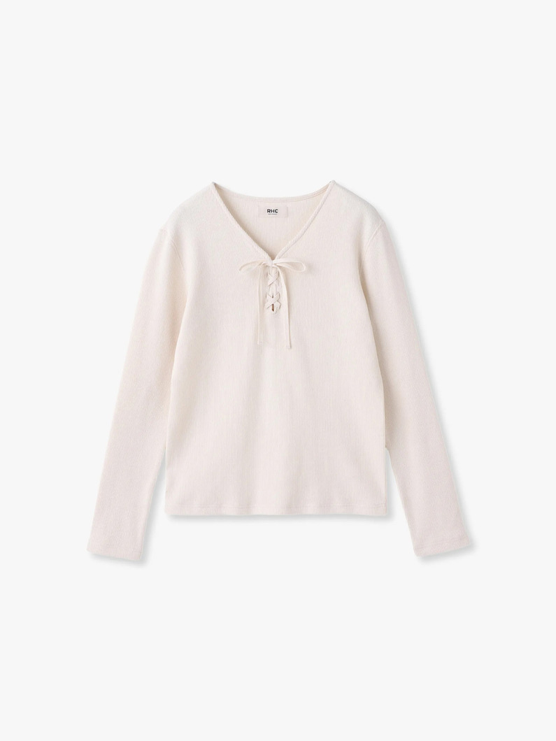 レースアップ プルオーバー（ブラック/アイボリー） 詳細画像 ivory 3