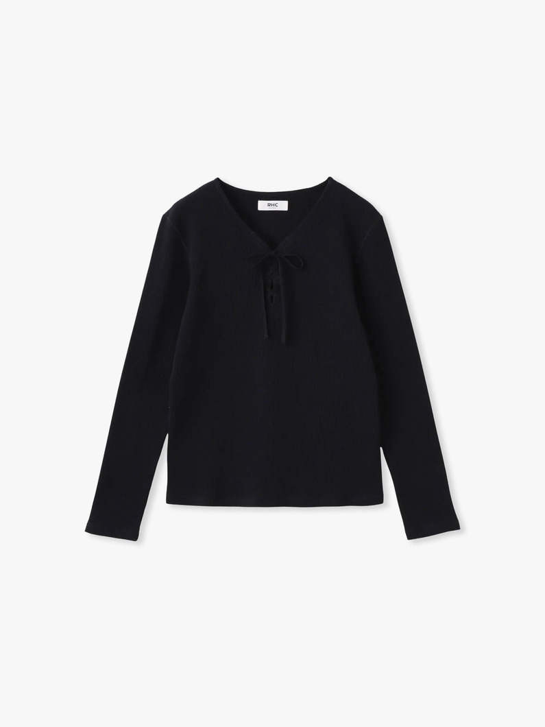 レースアップ プルオーバー（ブラック/アイボリー） 詳細画像 black 3