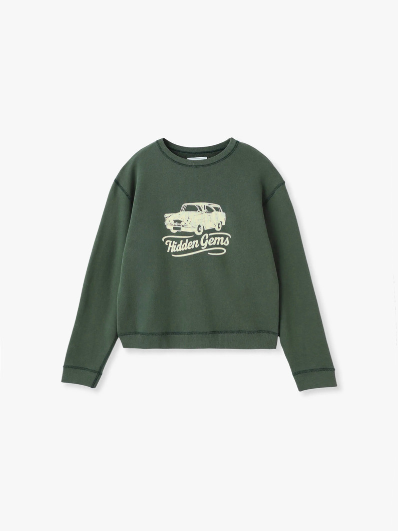 ビンテージ カープリント スウェットトップ 詳細画像 green