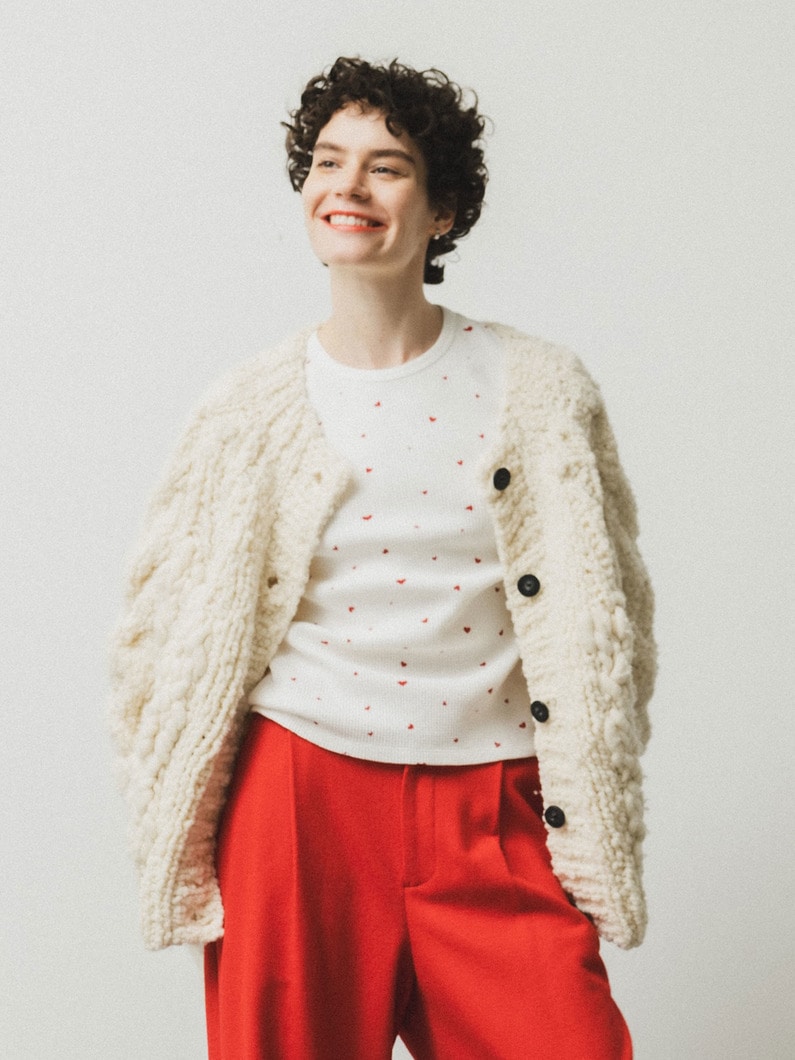ハート ワッフル プルオーバー（プレオーダー） 詳細画像 white