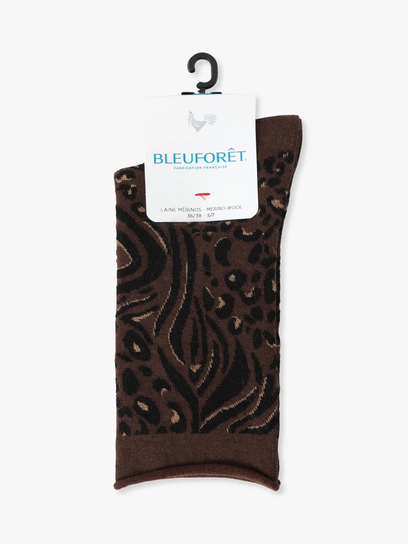 レオパード ファインウール ソックス 詳細画像 brown 2