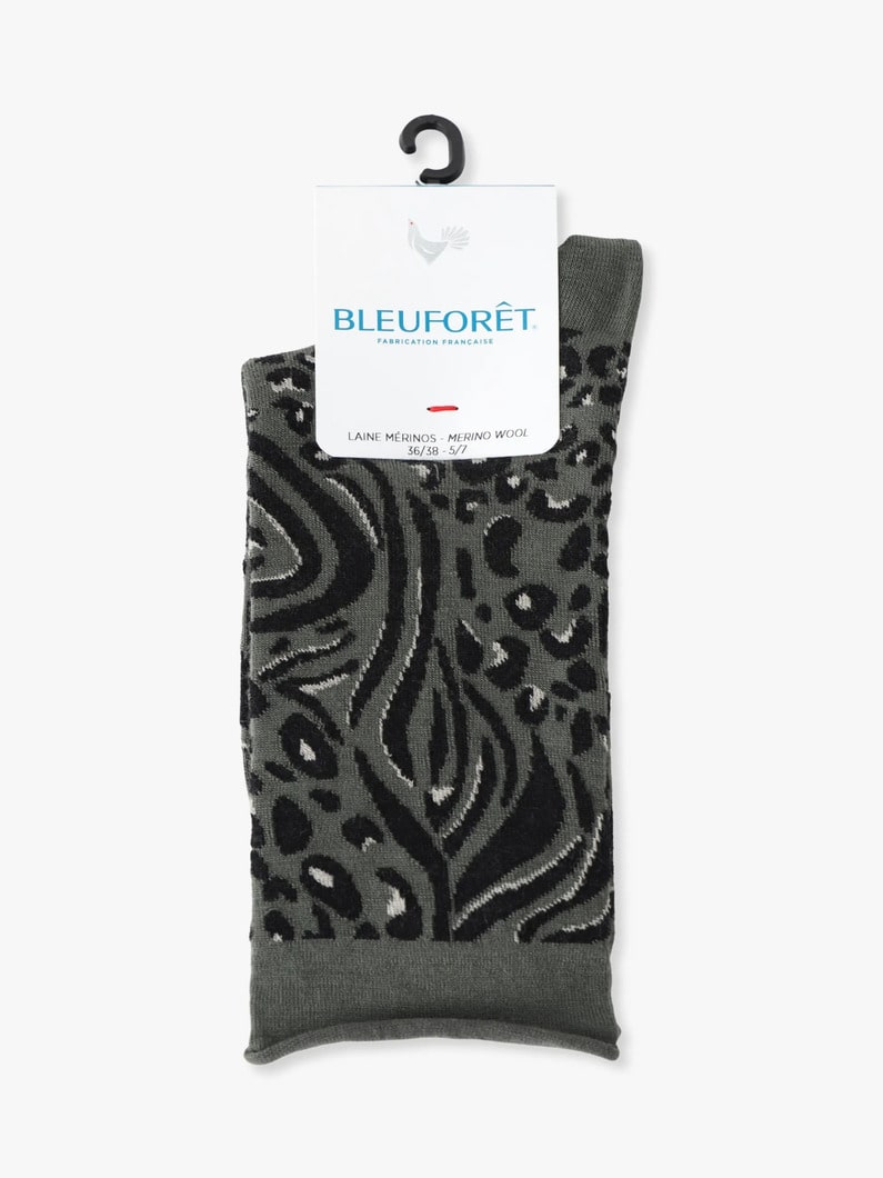 レオパード ファインウール ソックス 詳細画像 light green 2