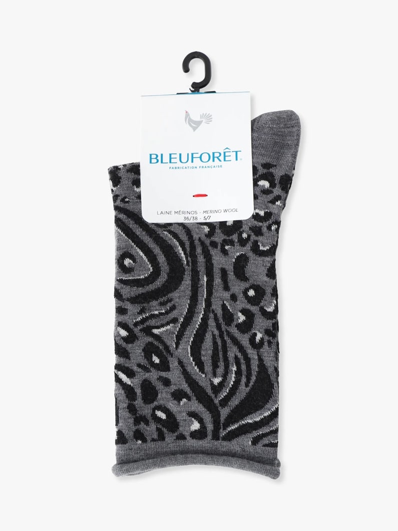 レオパード ファインウール ソックス 詳細画像 gray 2