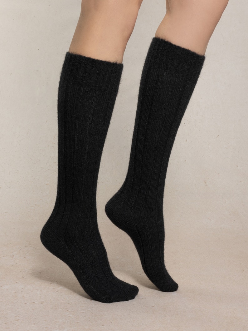 ウールシルク リブソックス 詳細画像 black