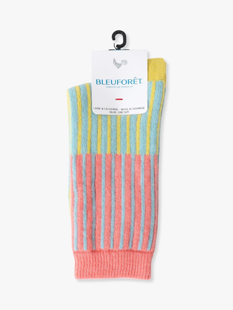 ストライプ ウール ソックス 詳細画像 pink 2