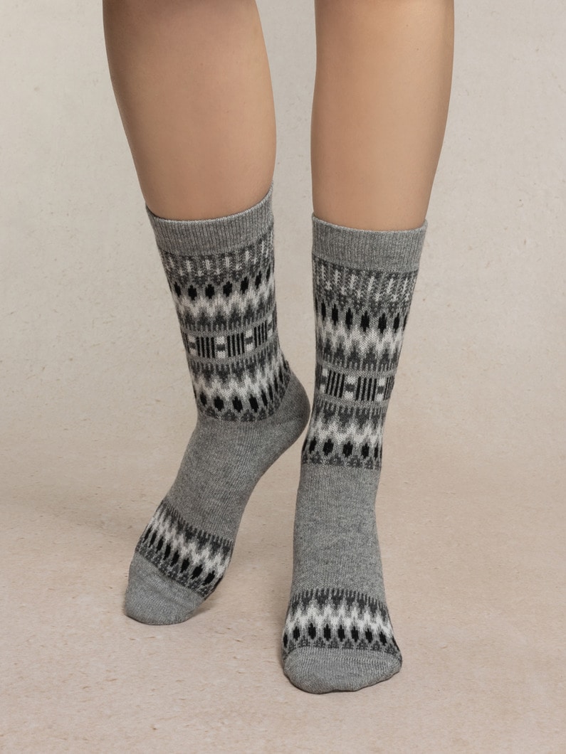 ノルディック ウール ソックス 詳細画像 gray