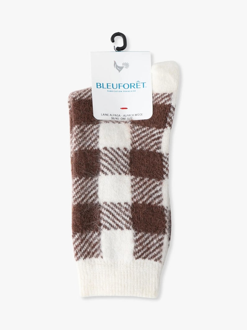 アルパカウール タータンチェック ソックス 詳細画像 beige 2