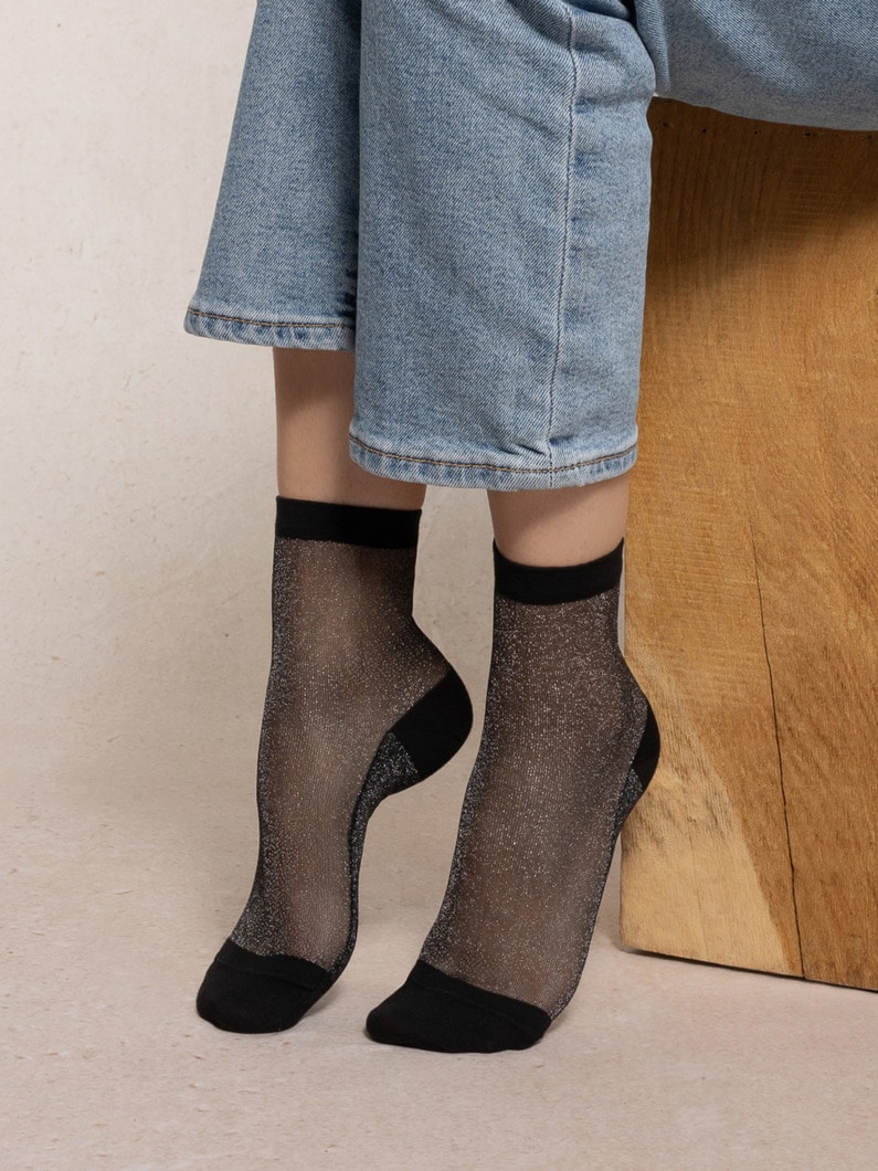 シースルー アンクル ソックス 詳細画像 black 1