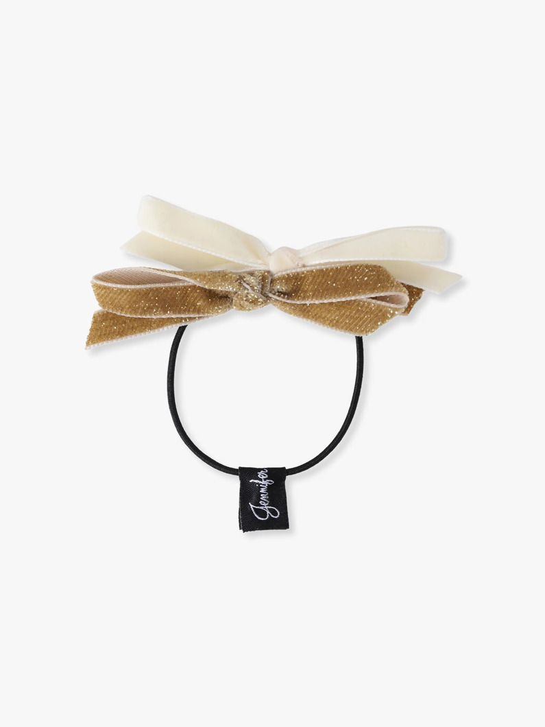 スパークル ツートーンベルベット ボウ ヘアタイ 詳細画像 beige