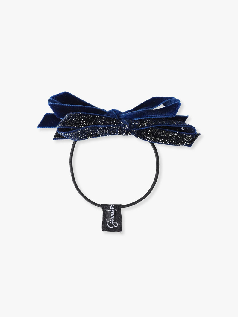 スパークル ツートーンベルベット ボウ ヘアタイ 詳細画像 navy