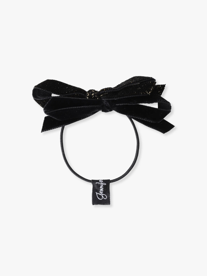 スパークル ツートーンベルベット ボウ ヘアタイ 詳細画像 black