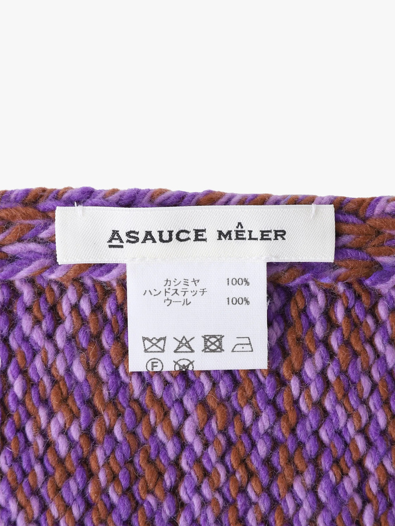 カシミア ハンドステッチ トライアングル ニットスカーフ 詳細画像 purple 3