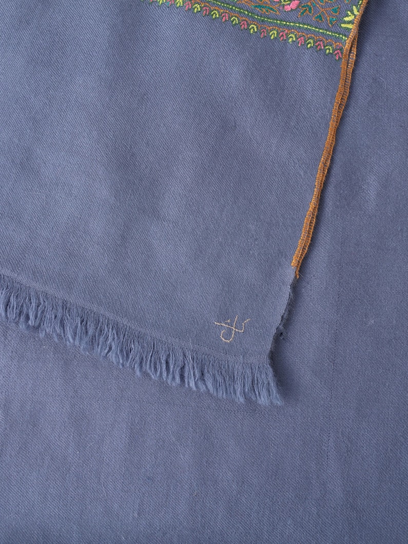 ワーダー ハシヤ エンブロイダリー ショール（ブルー） 詳細画像 blue 1