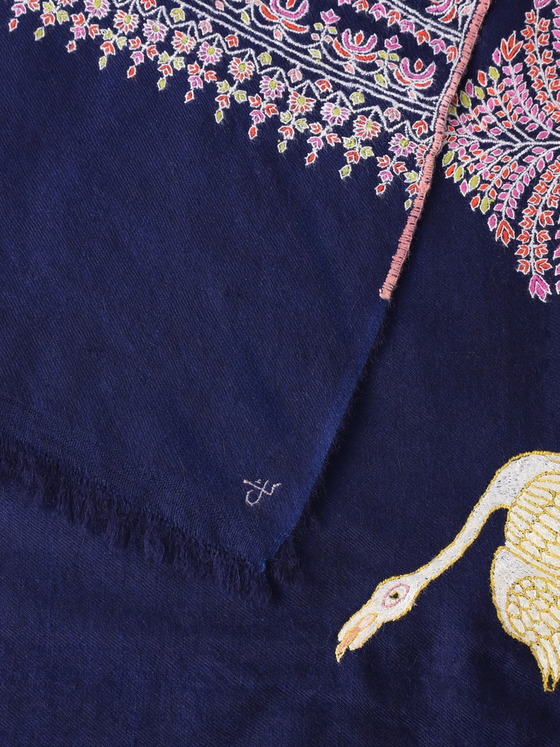 ボーダーダール エンブロイダリー ショール（ネイビー） 詳細画像 navy 1