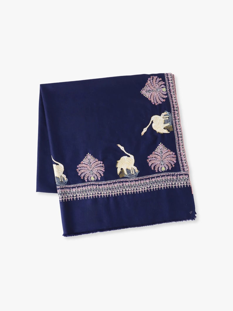 ボーダーダール エンブロイダリー ショール（ネイビー） 詳細画像 navy 1