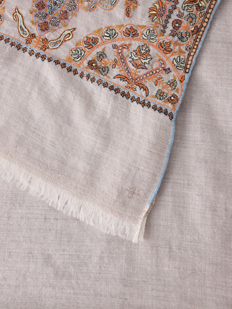 ビッグ ブタ エンブロイダリー ショール（アイボリー） 詳細画像 ivory 1